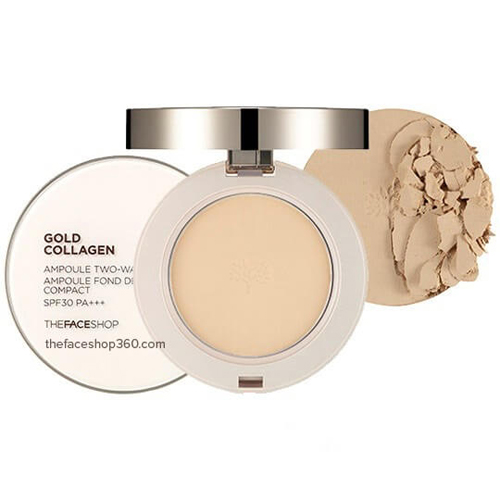 Phấn Phủ Gold Collagen Ampoule Two-Way Pact SPF30++ The Face Shop