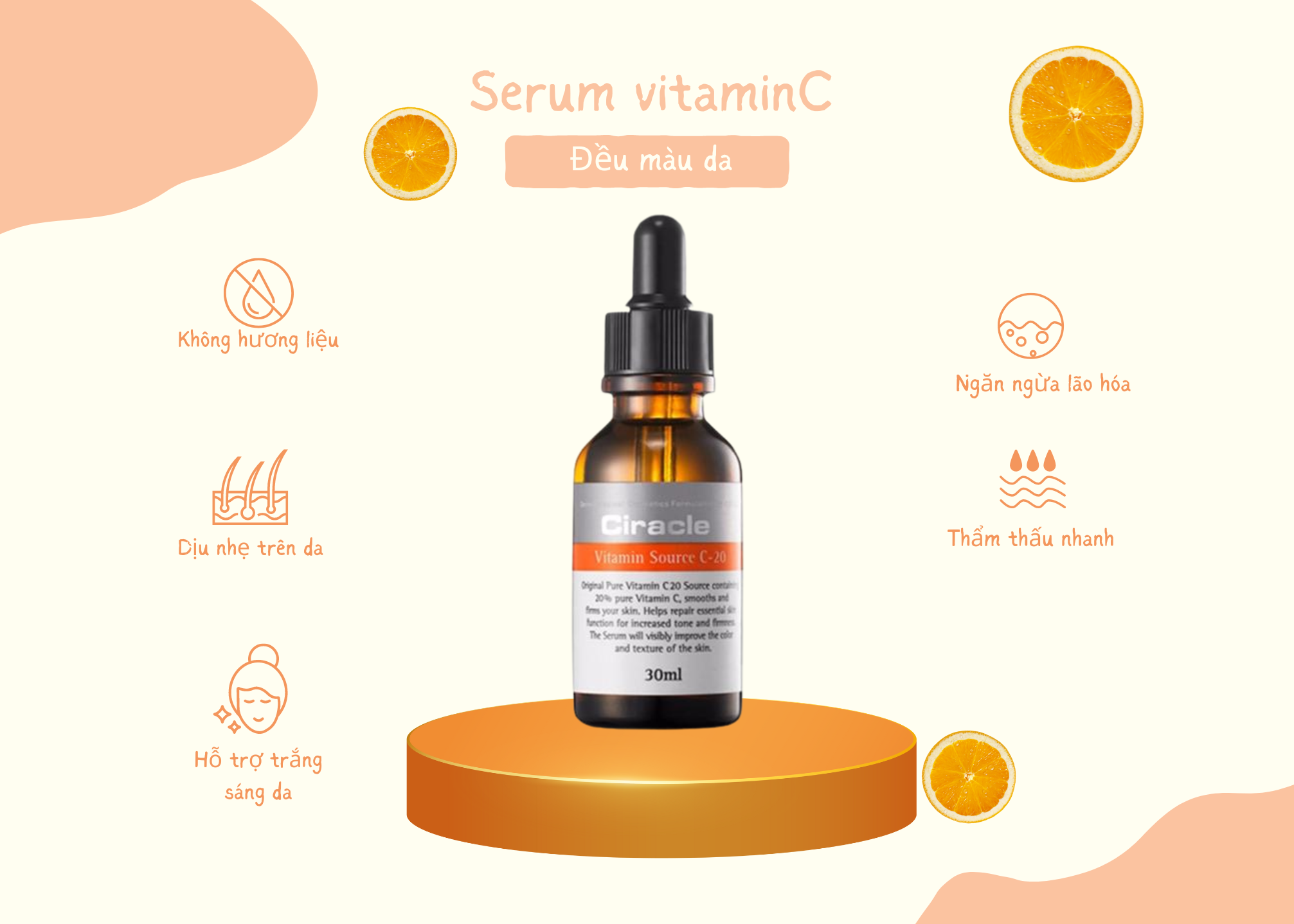 Tinh chất Vitamin C 20% Circacle Hàn Quốc Dưỡng Da Mặt-1