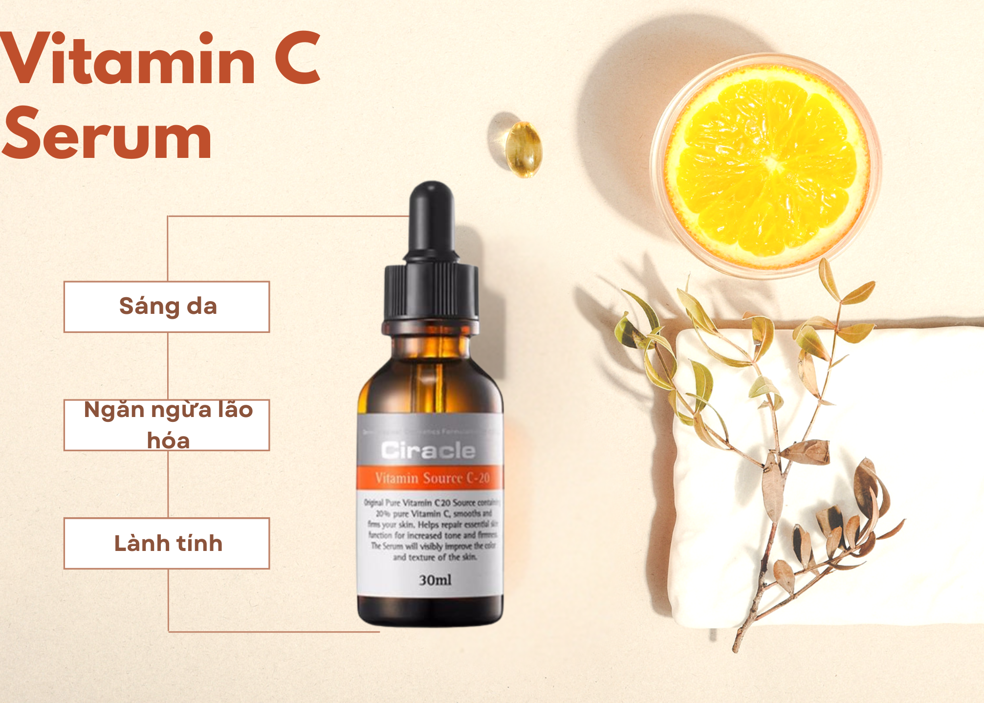 Tinh chất Vitamin C 20% Circacle Hàn Quốc Dưỡng Da Mặt-1