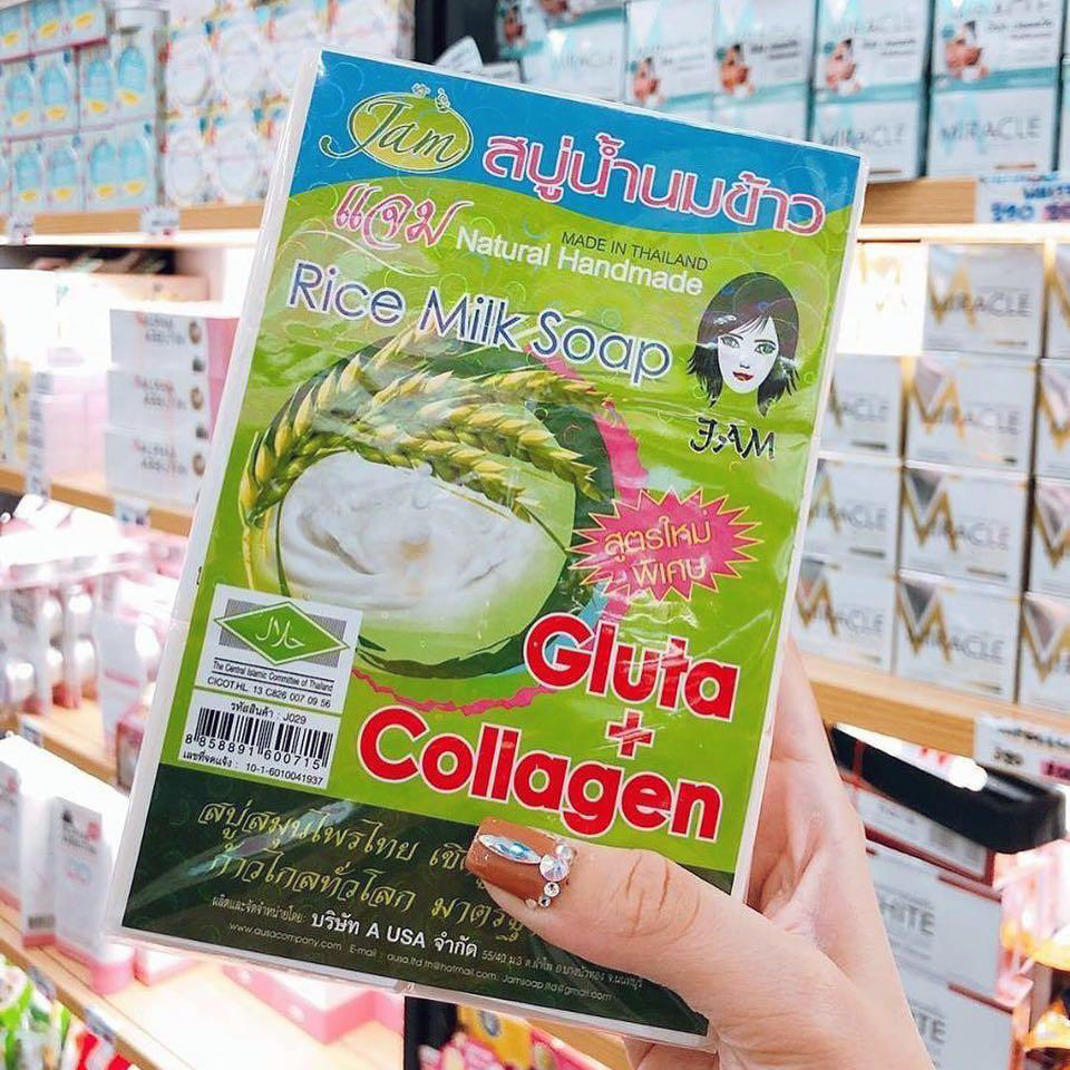Xà Phòng Tắm Trắng Cám Gạo Rice Milk Soap 50g Thái Lan Tắm trắng-1