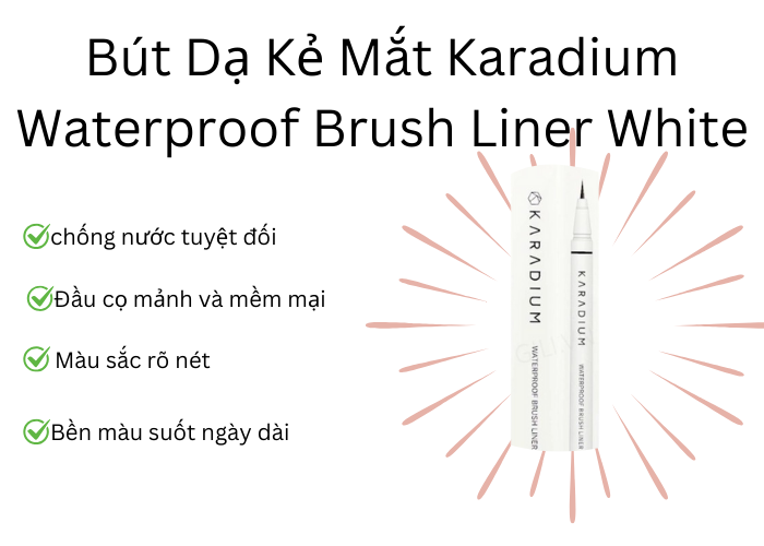 Bút kẻ mắt Karadium Waterproof Brush Liner White Trang Điểm Đôi Mắt-1