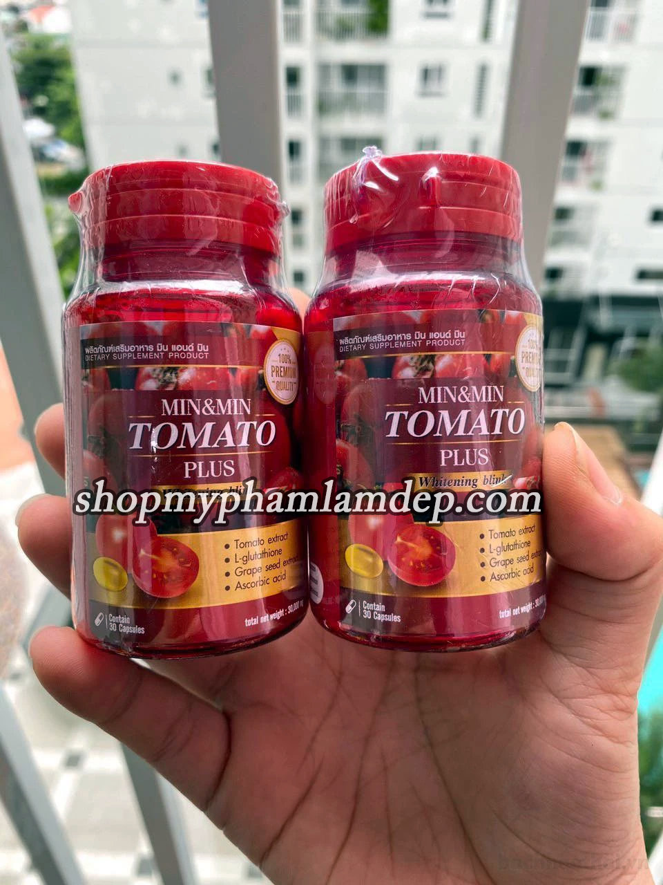 Viên Uống Trắng Da Min & Min Tomato Plus 30 Viên Thái Lan Dưỡng Da Mặt-1