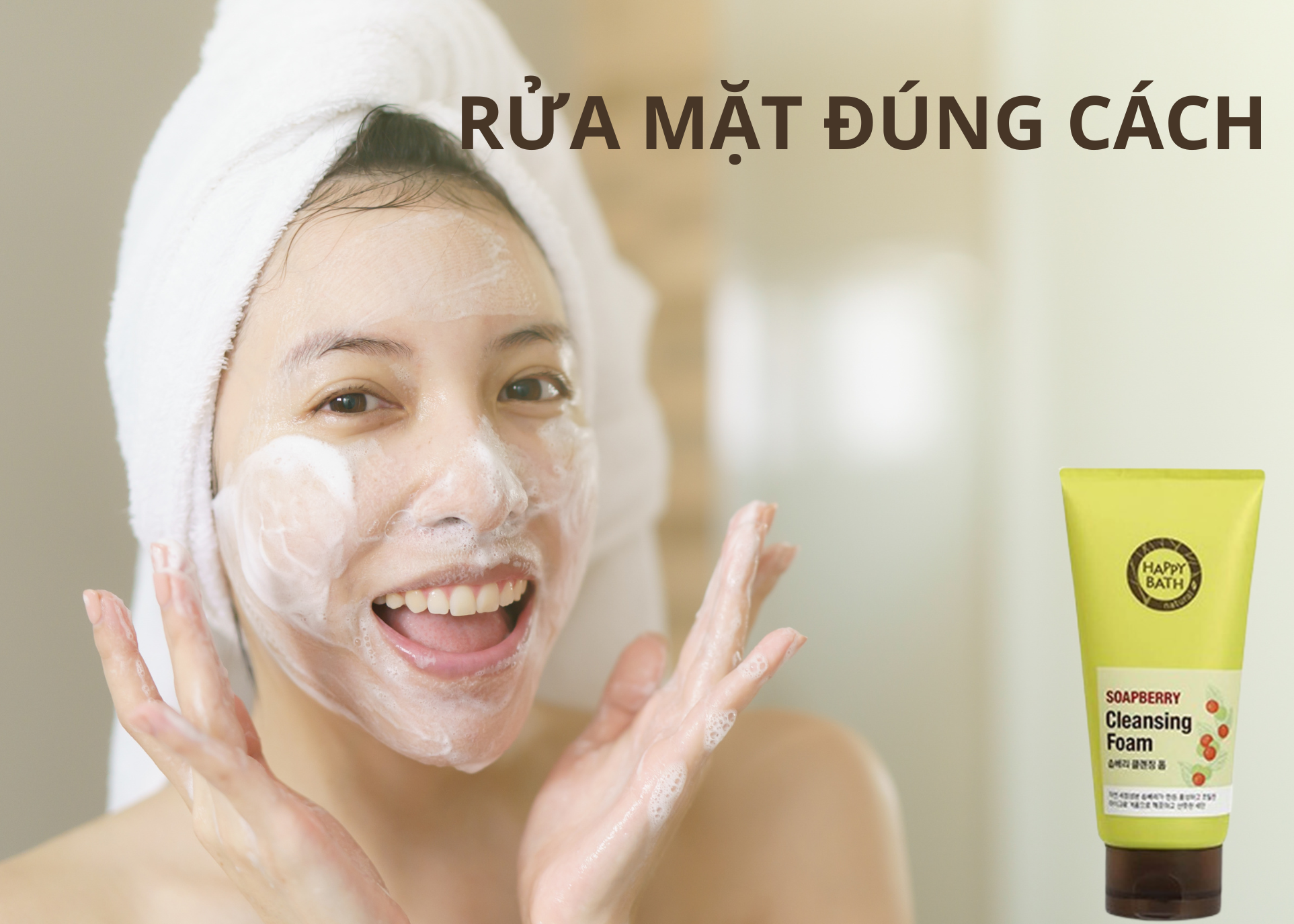 Sữa Rửa Mặt Trị Mụn Happy Bath Nature Soapberry Cleansing Foam Hàn Quốc Sữa Rửa Mặt-1